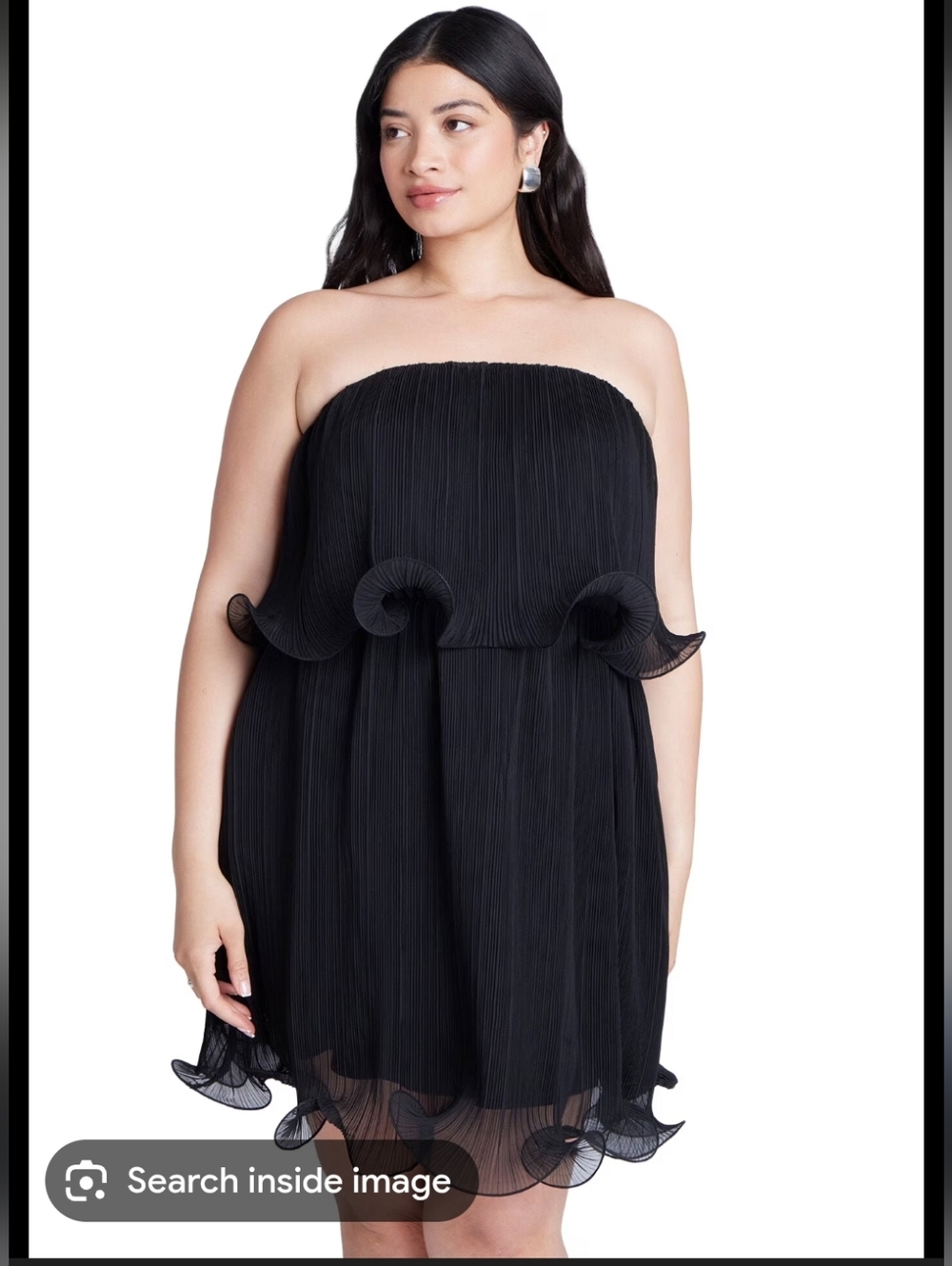 Eloquii Black Strapless Ruffle-Hem Mini Dress 22